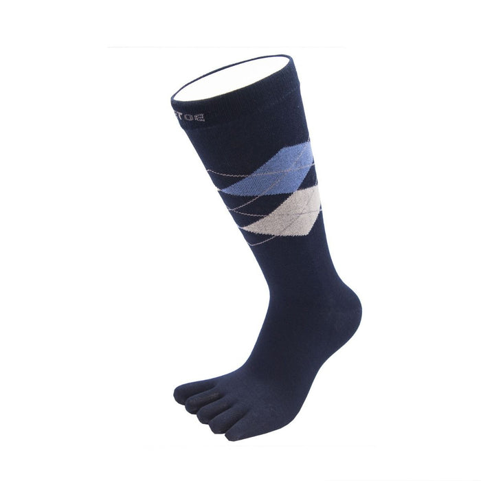 ToeToe Essential Mens Argyle Office Socks - Navy Grey Blue