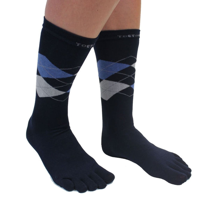 ToeToe Essential Mens Argyle Office Socks - Navy Grey Blue