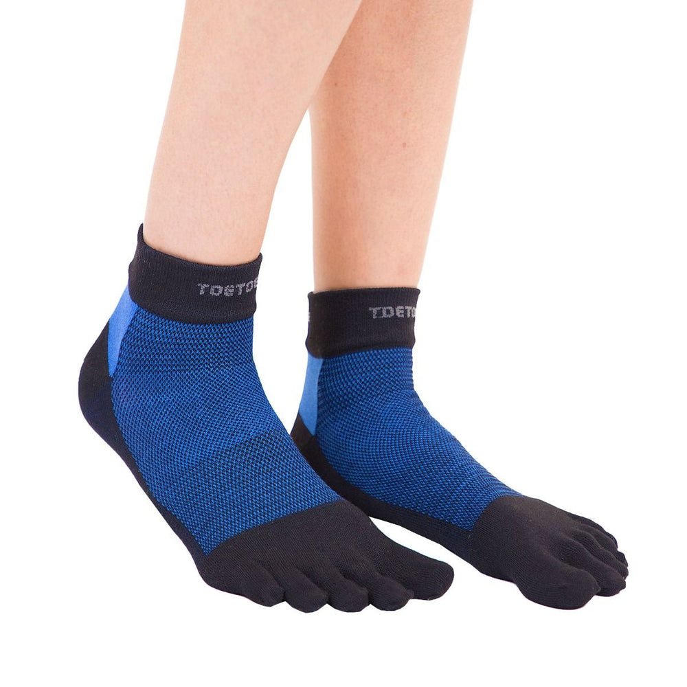 ToeToe Outdoor Sport Liner Socks OVER Ankle - Black Blue — footworksrunning