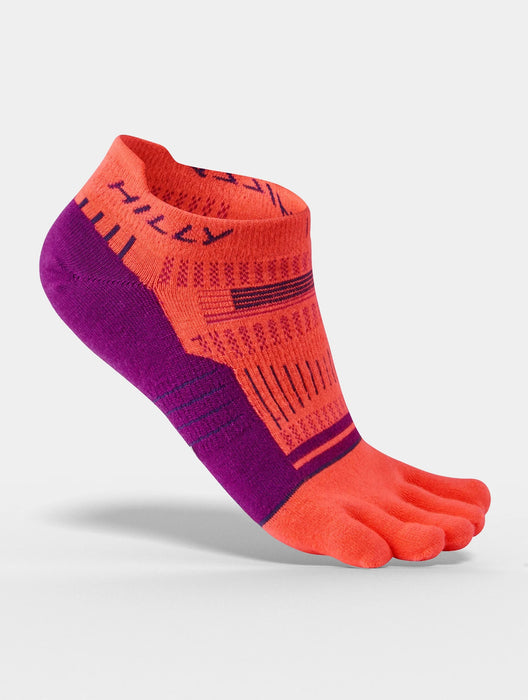 Hilly Toe Socks Anklet Womens Hot Coral Grape — footworksrunning